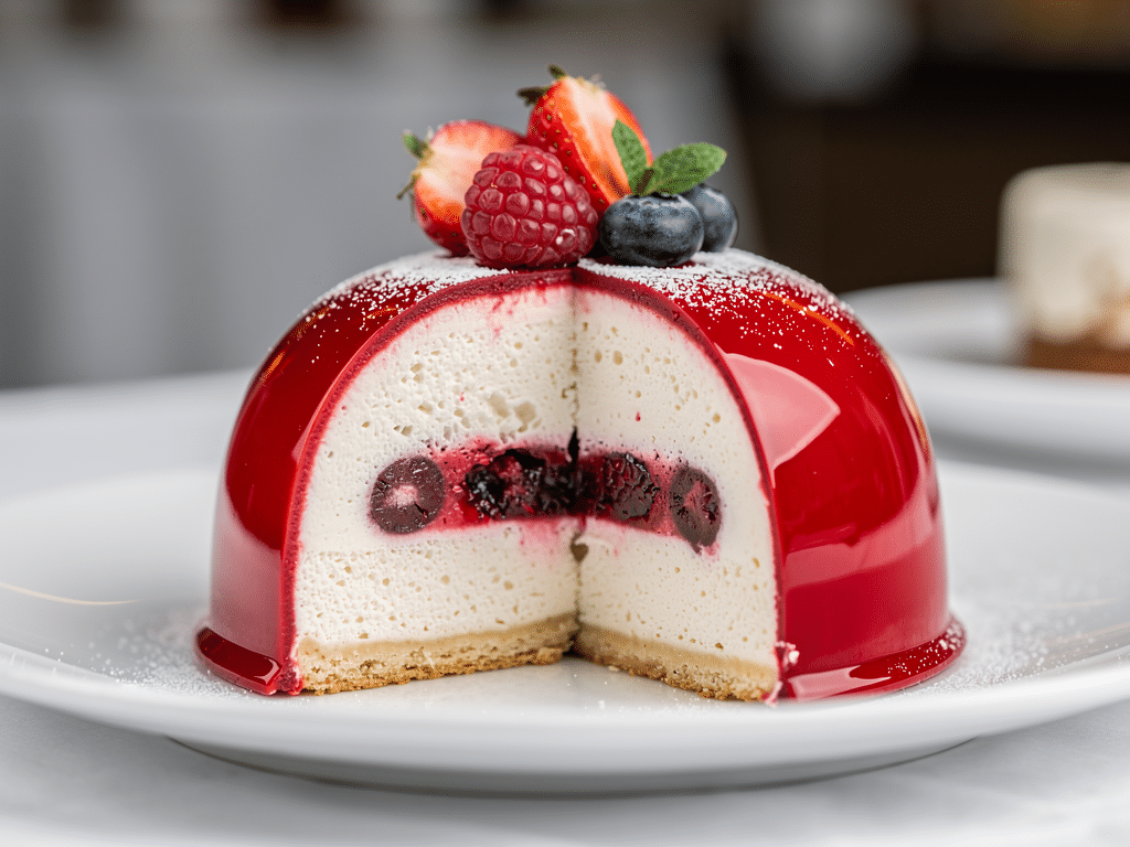 Entremet fruits rouges mousse mascarpone